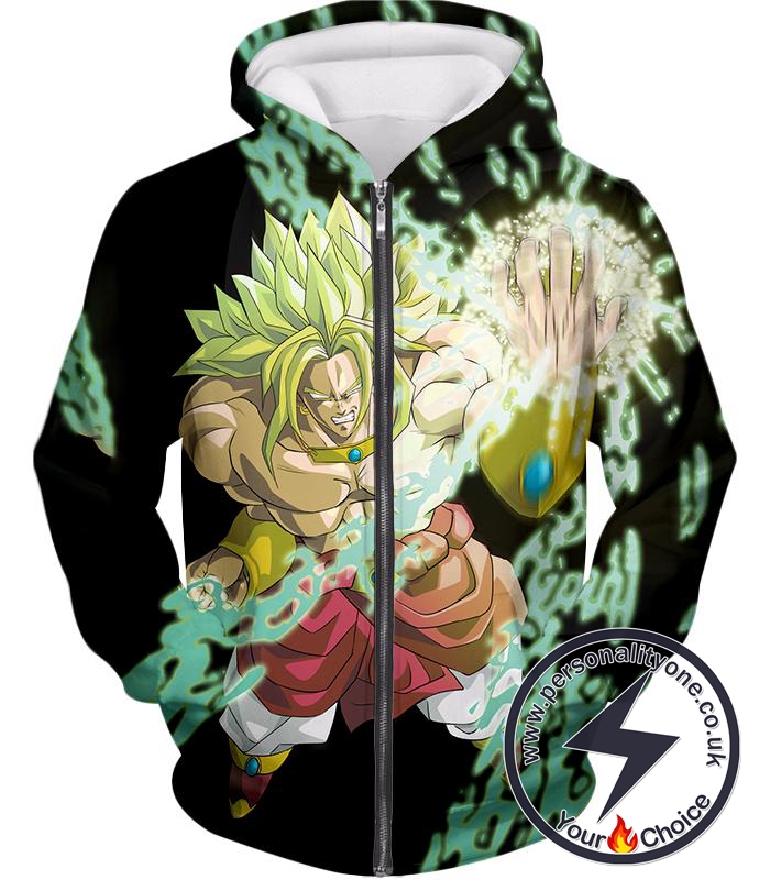 Dragon Ball Super Broly the Legendary Super Saiyan Awesome Action Black Zip Up Hoodie